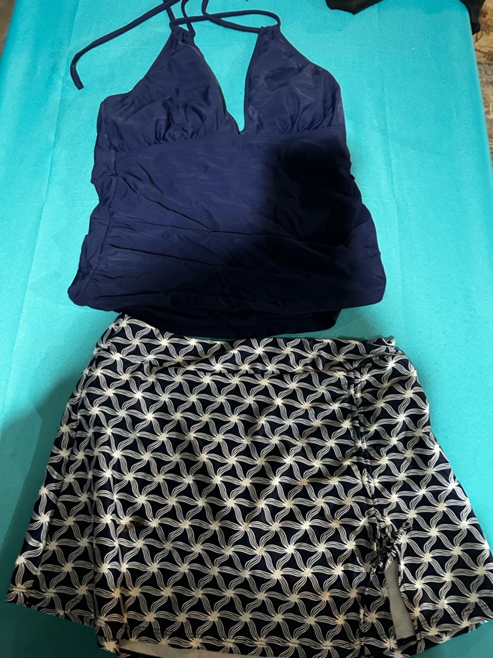Younique Navy Blue Printed Circle Skirt swimsuit